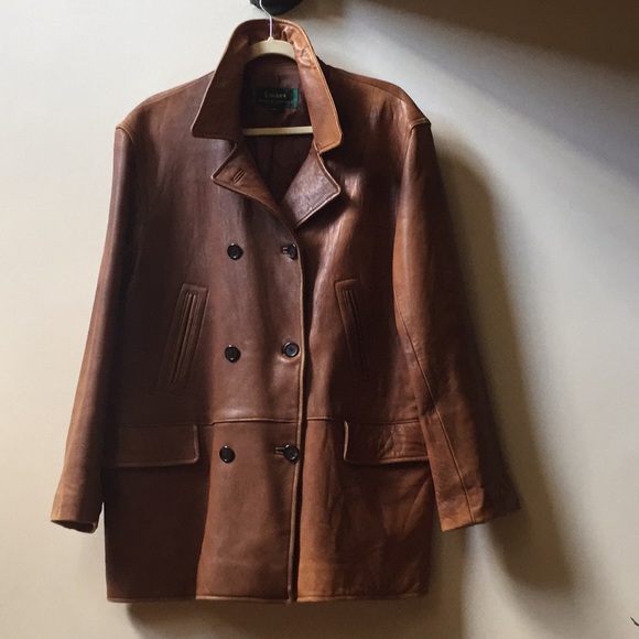 Lauren Ralph Lauren Jackets & Blazers - Vintage Ralph Lauren leather pea coat jacket